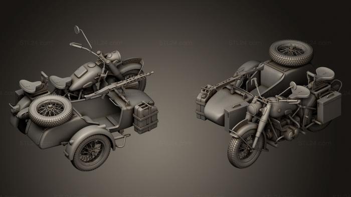 Статуэтки военные (Мотоцикл R75, STKW_0131) 3D модель для ЧПУ станка